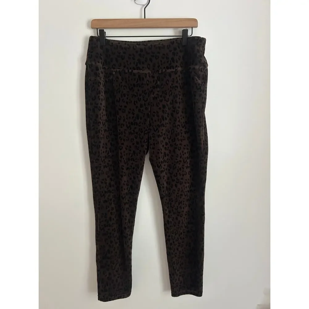 Suavé Knit Corduroy Leggings Large – Leopard Print Tummy Control Pants